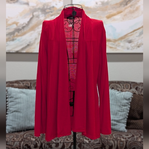 Elegant Red Women's Sweater Cardigan - Picture 1 of 2